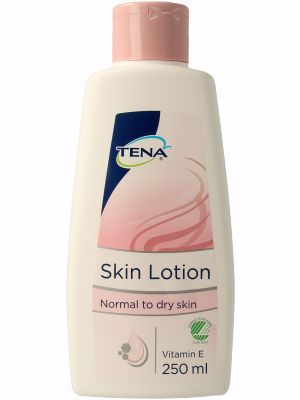 Tena Proskin body lotion in 250ml bottle, moisturizing body care product, with the Tena brand label visible.