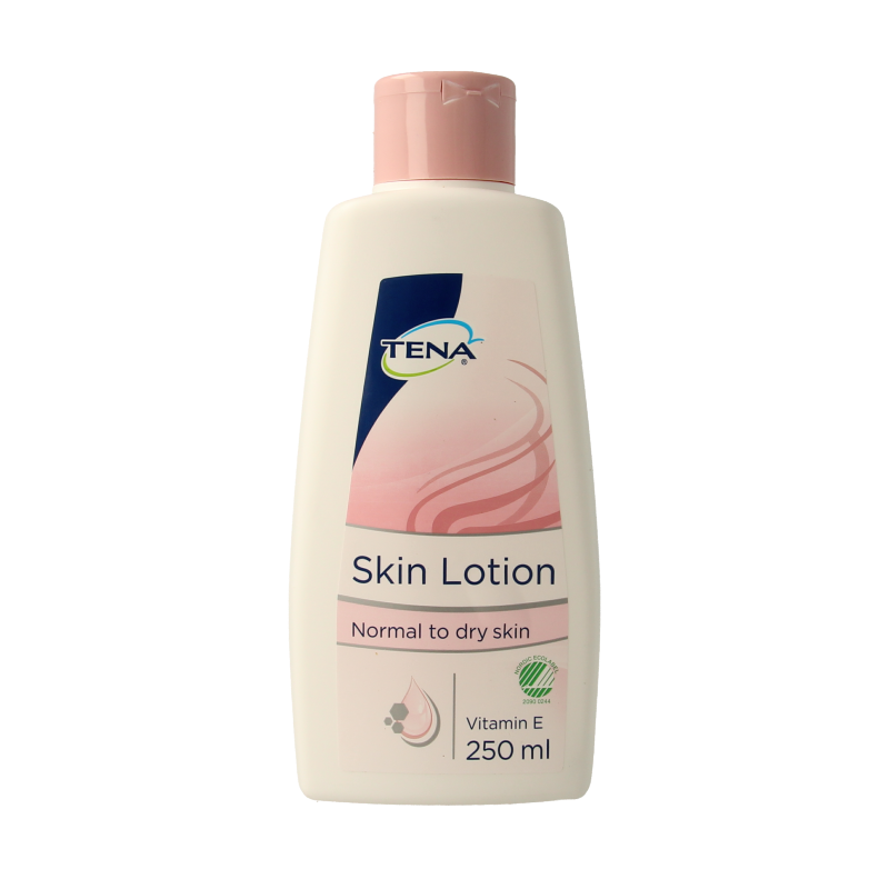 Tena Proskin body lotion in 250ml bottle, moisturizing body care product for sensitive skin, with smooth, creamy texture.