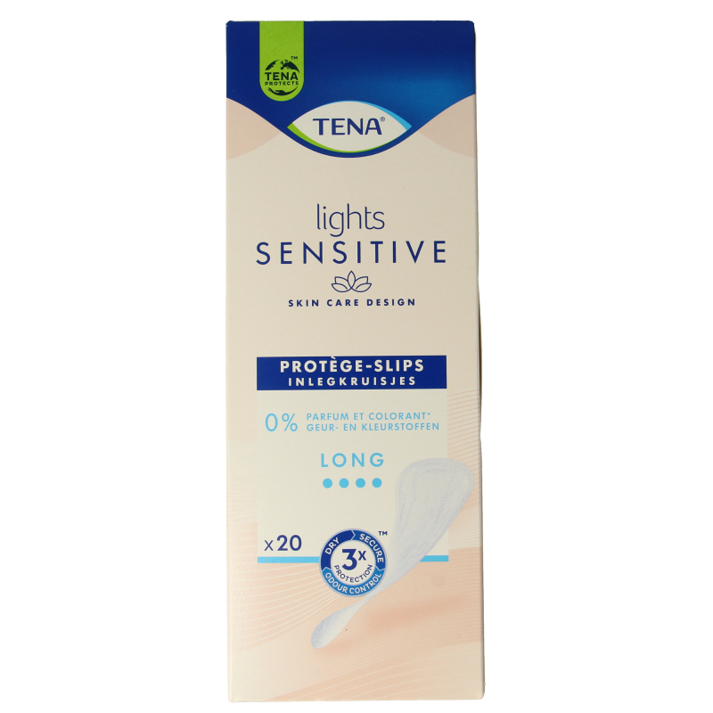 Tena Lights long incontinence liners, pack of 20, with discreet absorbent design for comfortable protection