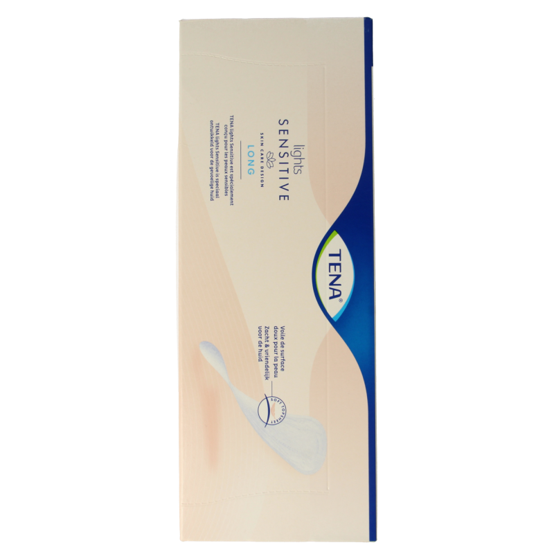Tena Lights long incontinent liner pack with 20.00 units, designed for discreet protection and comfort.