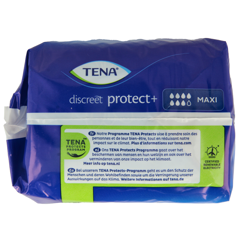 Tena Lady Maxi incontinence pads for women, pack of 6, featuring soft, absorbent material and discreet design.