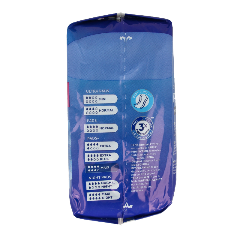 Tena Lady Maxi incontinence pads, pack of 6, with discreet protective design for women, featuring absorbent core.