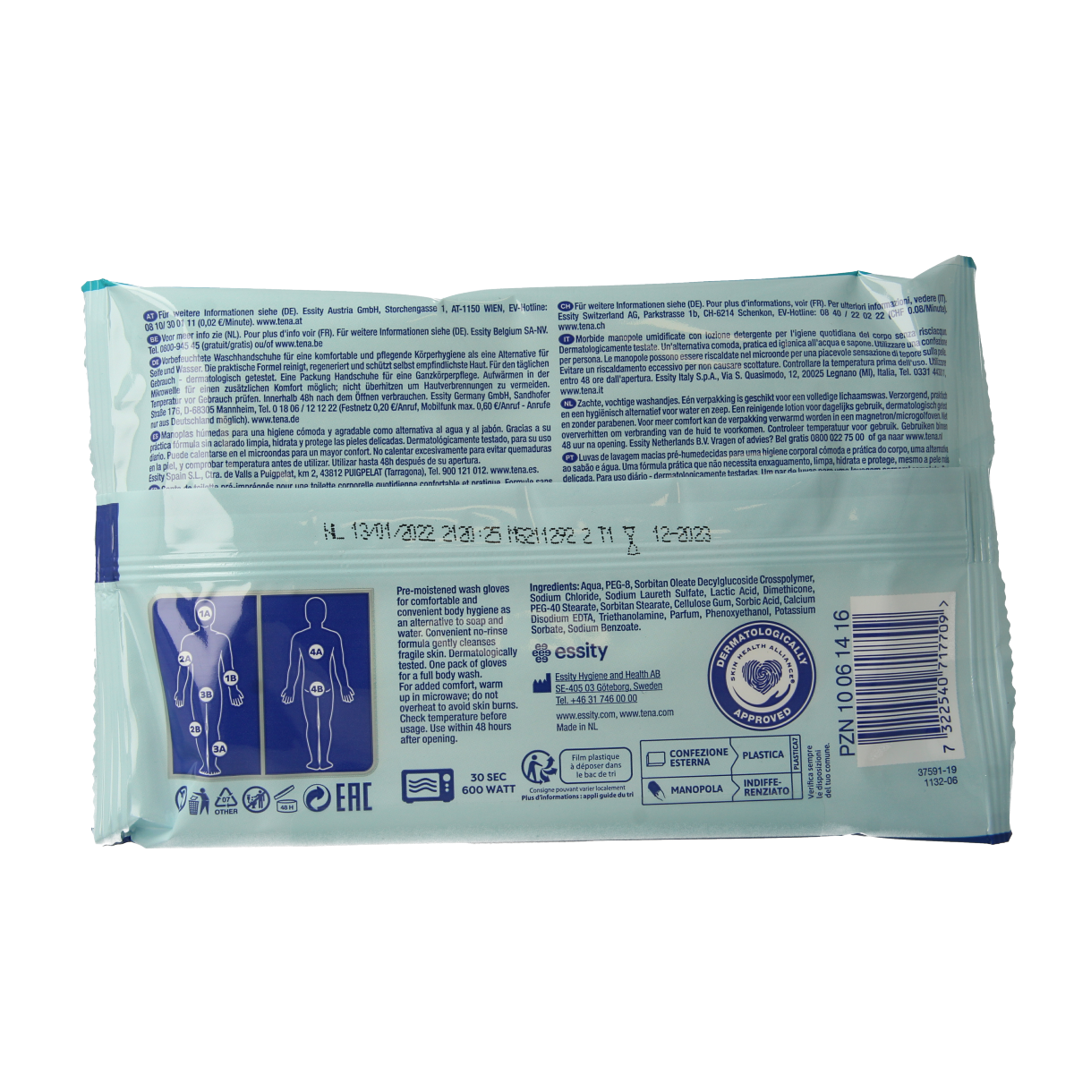 Tena Wetwash glove mild geparfumeerd 5.00 Stuks