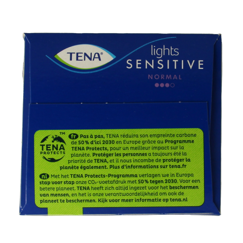 Pack of 24 Tena Lights inlegkruisjes, feminine panty liners for women, shown in a neat, organized arrangement.