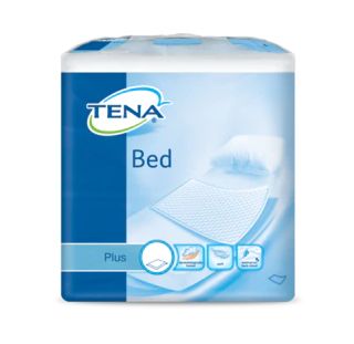Tena Bed Plus incontinence pads, 60x60 cm, pack of 40, designed for adult bladder protection and comfort.