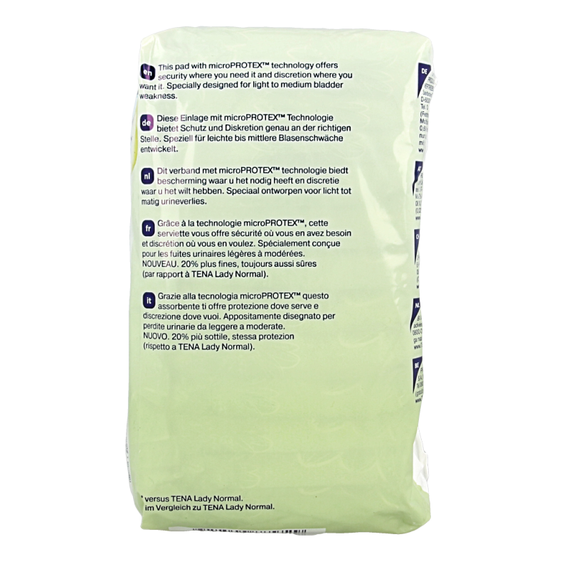 Tena Lady discreet normal incontinent pads in a pack of 12, designed for comfort and protection.