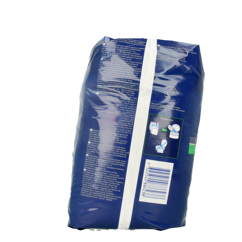 Tena Men premium fit incontinent briefs in L-XL, 10-pack, showing the discreet, absorbent adult incontinence underwear designed for men.