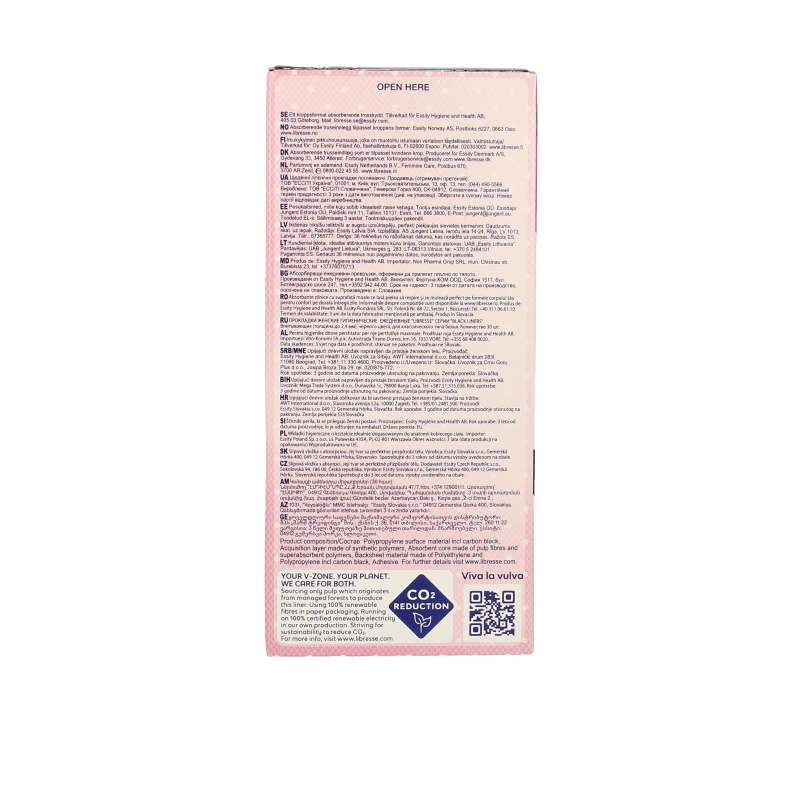 Libresse black inlegkruisjes dameshygiëne pack of 30, showing soft, discreet sanitary pads for women with black packaging.