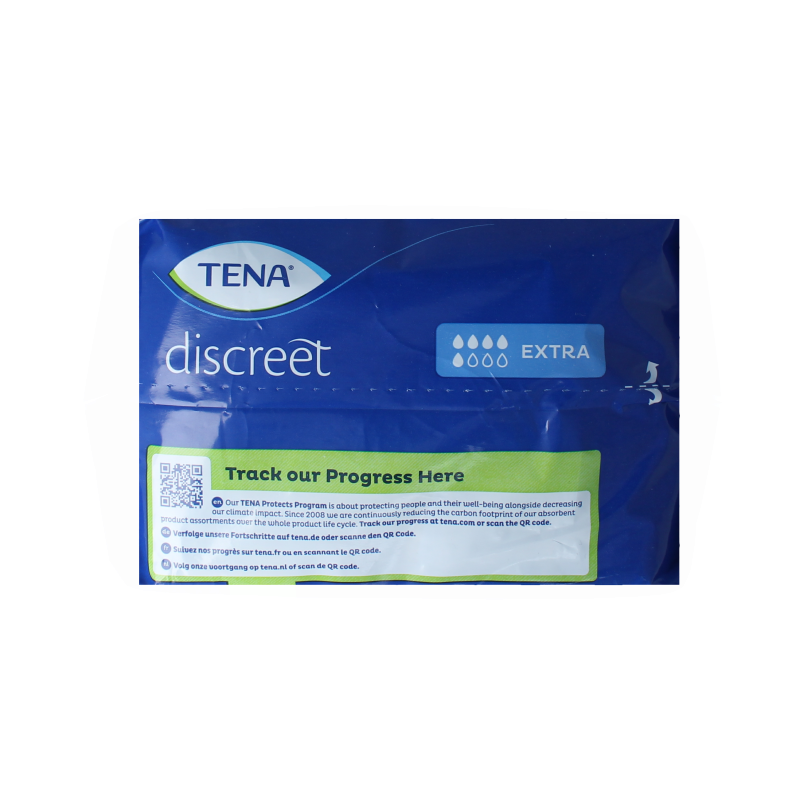 Tena Discreet extra incontinence pads, 20 pieces, featuring discreet design and absorbent protection for comfort and security.