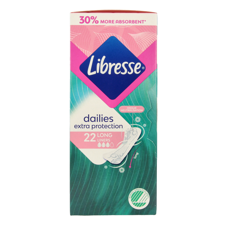 Libresse extra protect long inlegkruisjes, damesverband voor extra bescherming, 22 stuks, zachte en comfortabele menstruatieverbanden