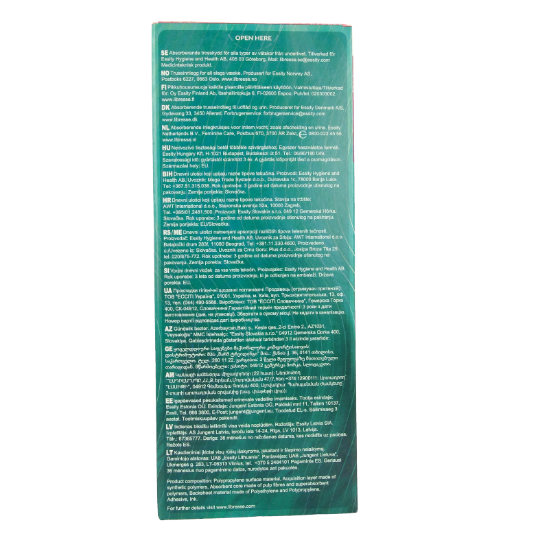 Libresse inlegkruisjes extra protect long pack of 22 feminine panty liners for women, shown in the image.