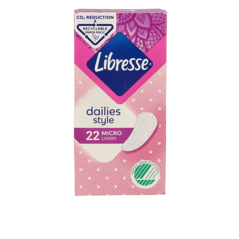 Libresse micro inlegkruisjes damesverband pack of 22, discreet and comfortable menstrual pads for women.