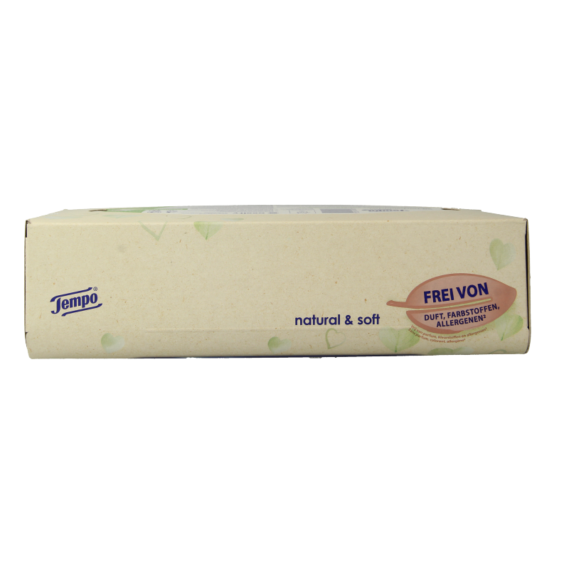Tempo Tissue box with 90 soft, 4-ply natural tissues in a white box, designed for gentle, everyday use.