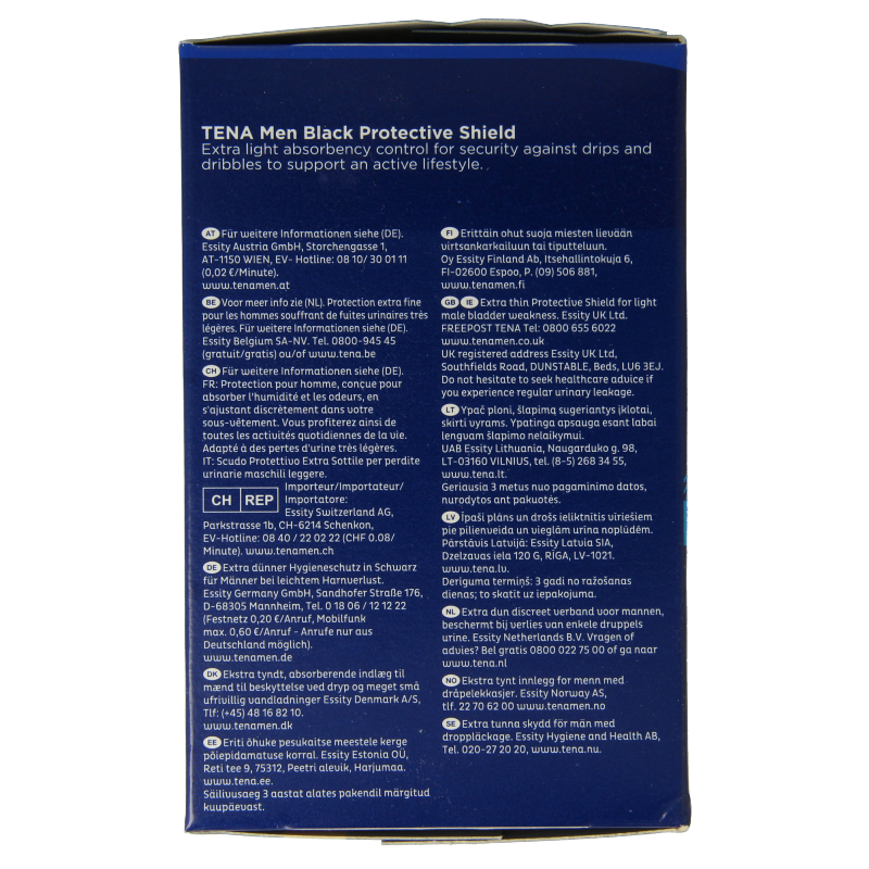 Tena Man Active Fit Extra Light incontinence pads, 14 pieces, designed for comfortable and discreet urinary protection.
