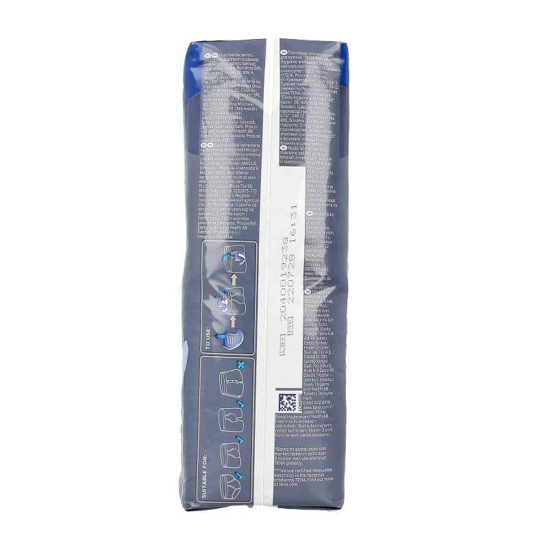 Tena Men level 1 incontinence pads, 24-pack, featuring discreet, absorbent design for men's urinary leakage protection.