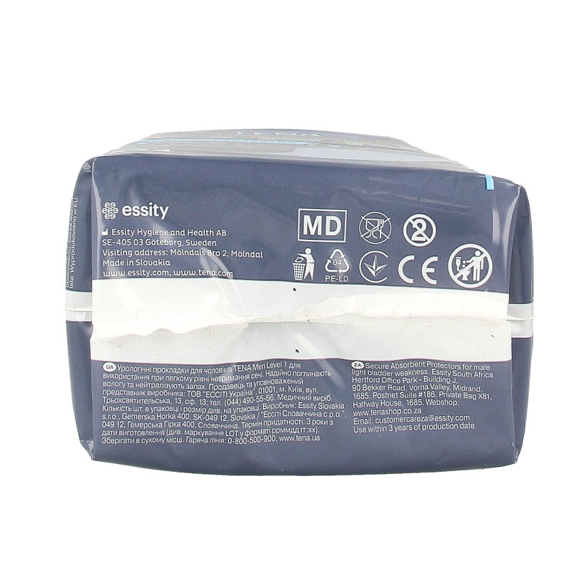 Tena Men Level 1 incontinence protective briefs, 24 pieces, with discreet design for male urinary protection.