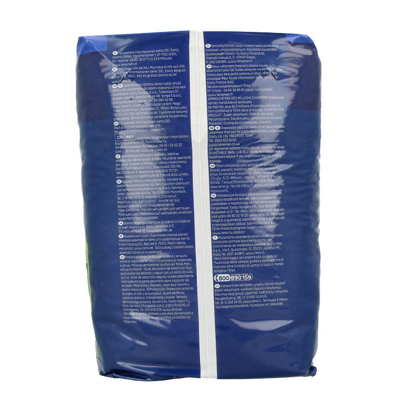 Tena Men Active Fit Incontinence Pants Plus S/M, pack of 12, blue adult absorbent underwear for men, discreet and comfortable.