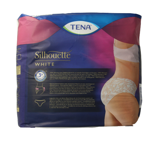 Tena Silhouette Plus low waist incontinence pads, medium size, set of 12, designed for discreet comfort and protection.