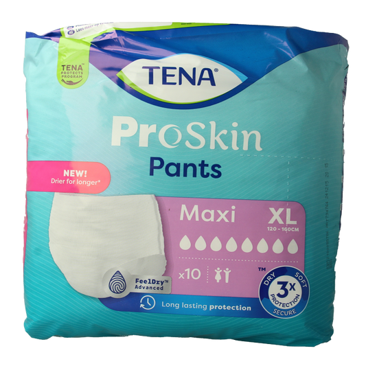 Tena Proskin Maxi XL incontinence pants, pack of 10, designed for maximum absorbency and comfort.