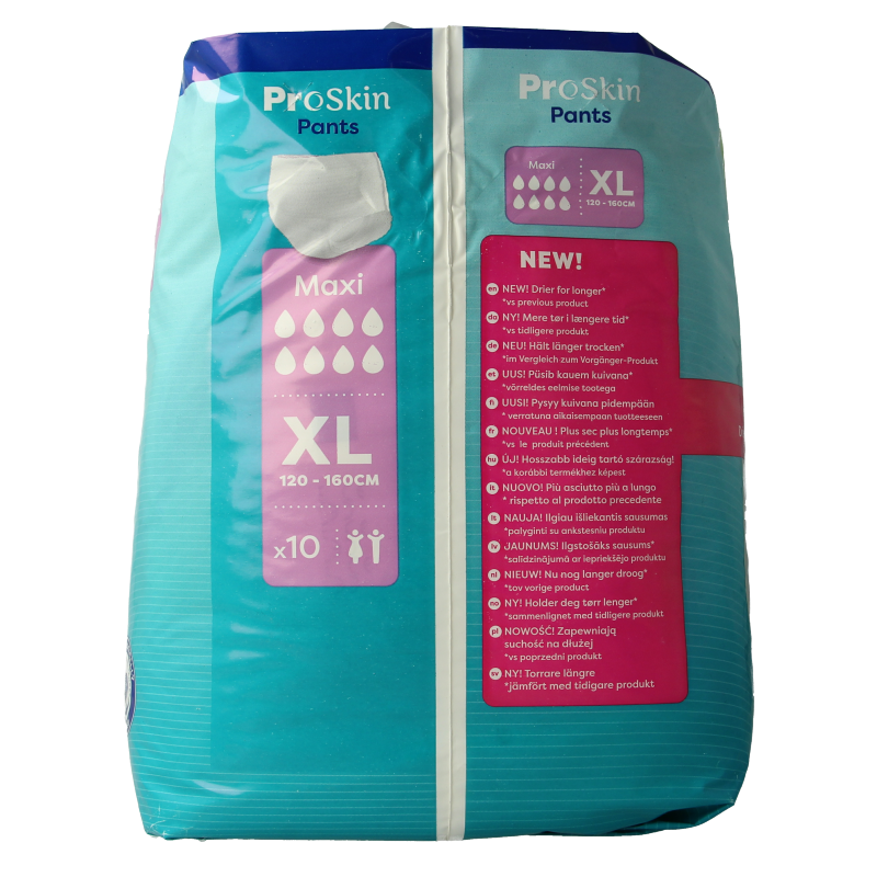 Tena ProSkin Maxi XL incontinence pants, pack of 10, designed for comfortable bladder control and discreet protection.