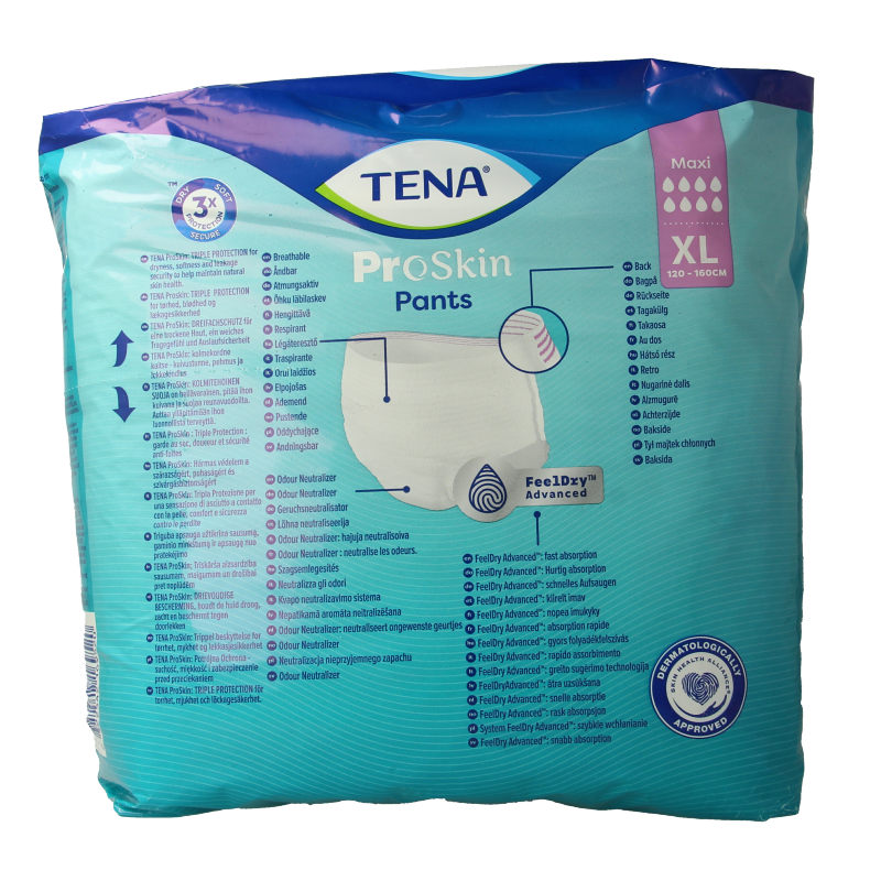 Tena Proskin Maxi XL incontinence pants, 10-pack, featuring discreet, absorbent adult underwear designed for comfort and protection.
