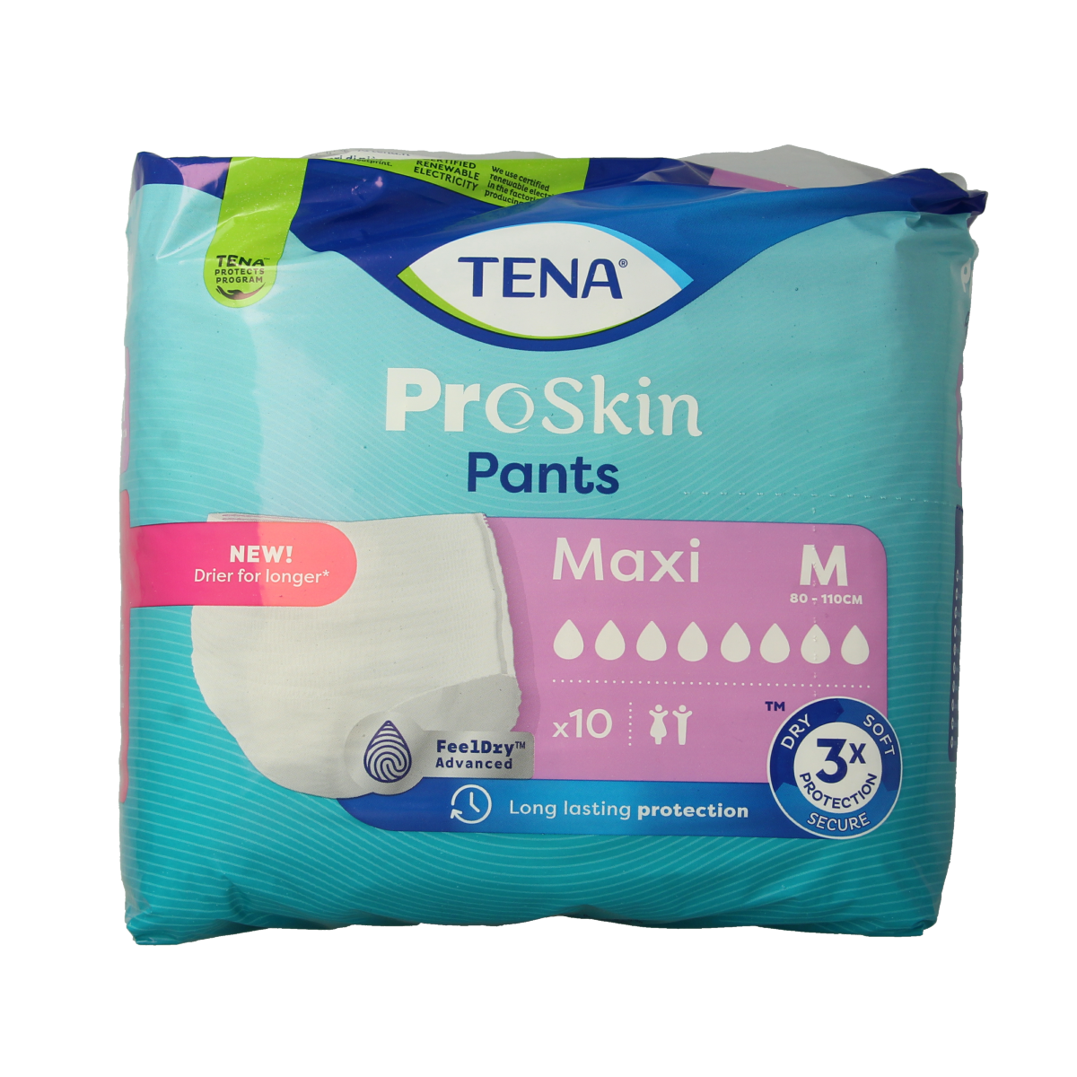 Tena Proskin Maxi Incontinence Pants in size M, pack of 10, with discreet, absorbent design for comfortable protection.