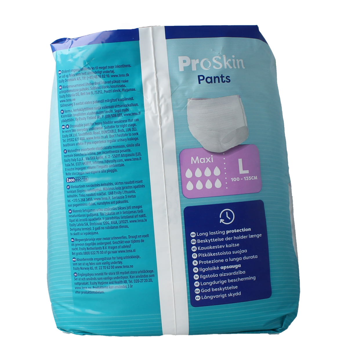 Tena Proskin Maxi incontinence pants, size L, pack of 10, designed for discreet and secure urinary protection.
