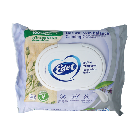 Edet Vochtig toiletpapier natural skin pack of 42 moist toilet wipes, soft and gentle for sensitive skin.