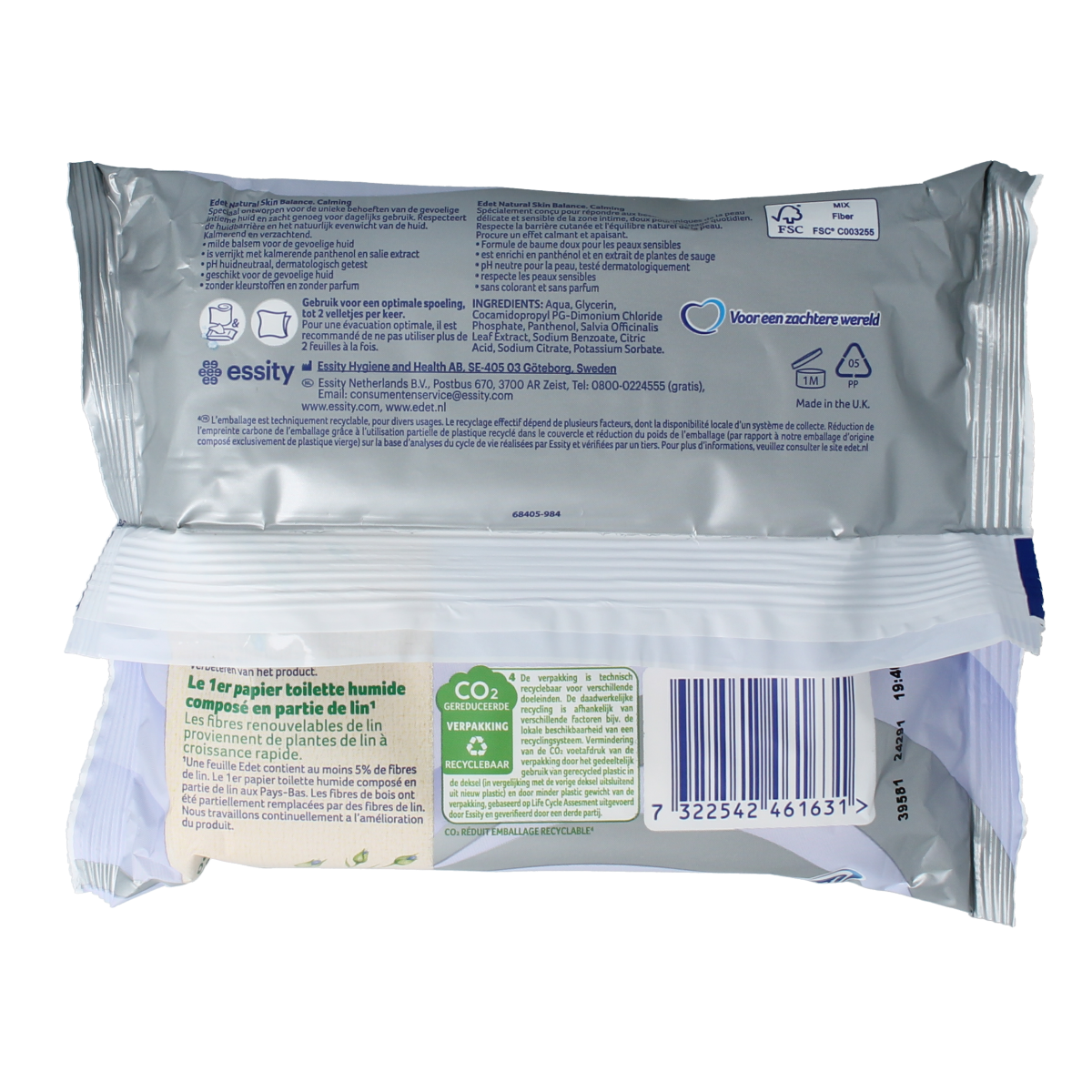 Edet Vochtig toiletpapier natural skin pack of 42 moist toilet tissues, soft and gentle for everyday use