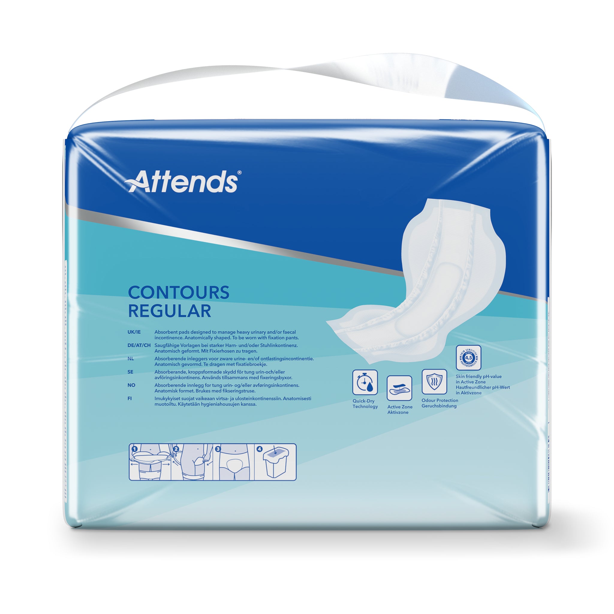 Attends Inlegger Contours 8 incontinence pads, 28 pack, with discreet, contoured design for comfortable, secure fit.
