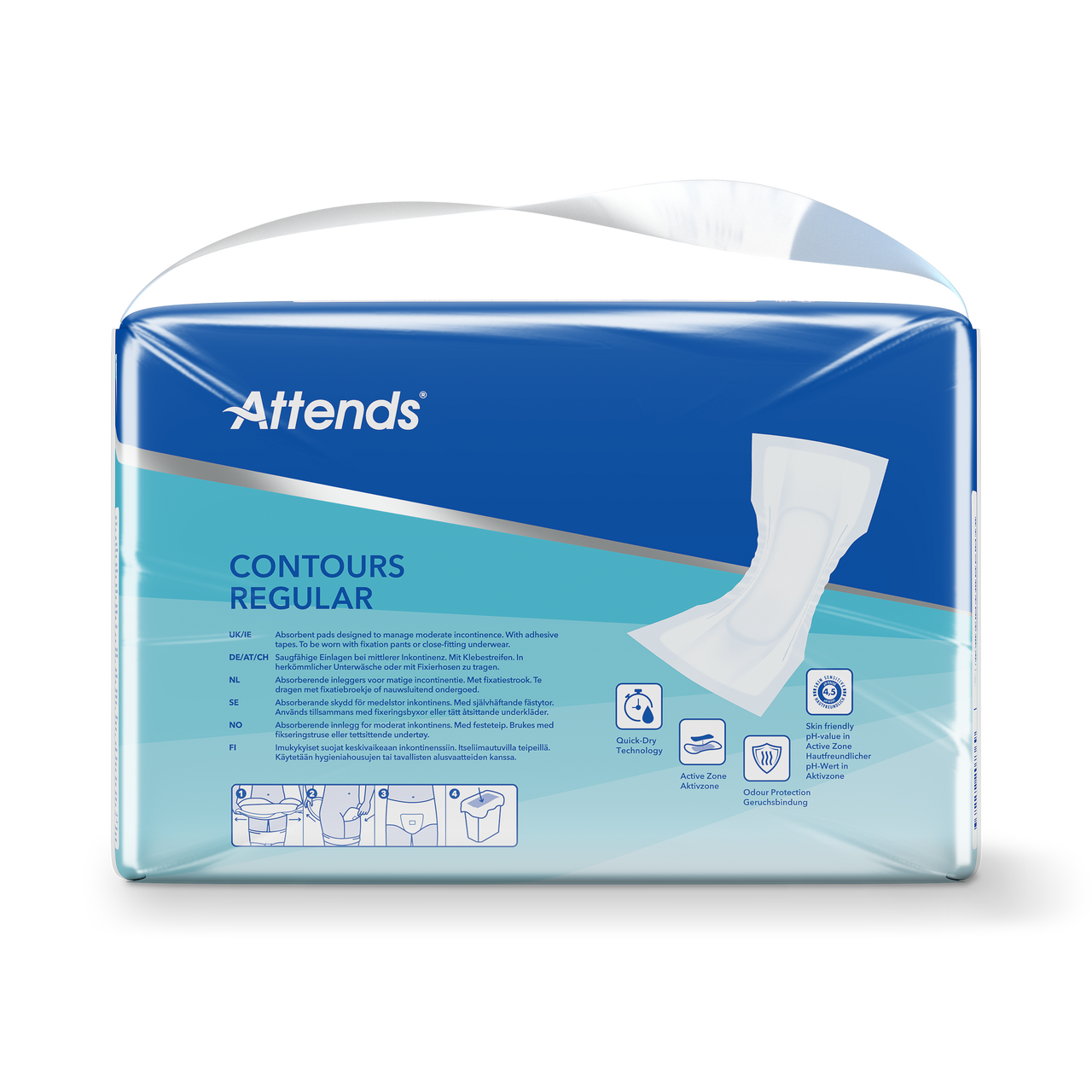 Attends Inlegger Contours 5 incontinence pads, 42 pieces, designed for discreet and effective bladder leak protection.
