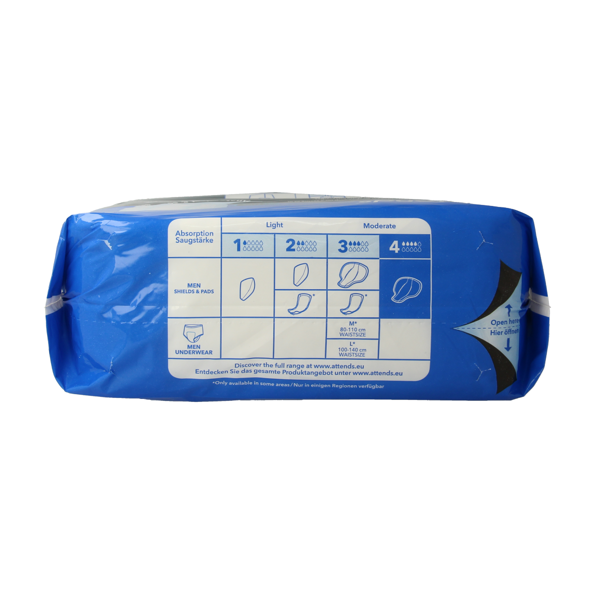 Attends Men Incontinence Pads, pack of 14, designed for discreet protection and comfort for men.