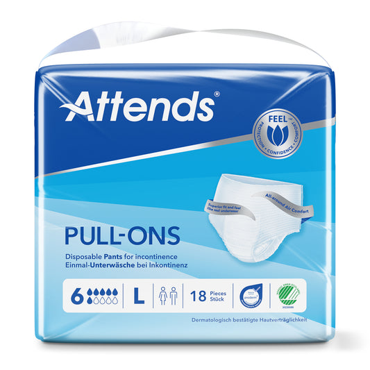 Attends Pull-ons in size L, pack of 18, incontinence underwear for adults with discreet, absorbent design