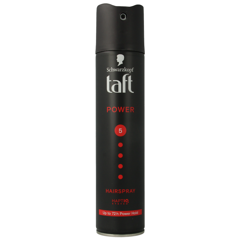 Taft Hairspray Power 250ml bottle, hair styling product with spray nozzle, designed for strong hold and volume.
