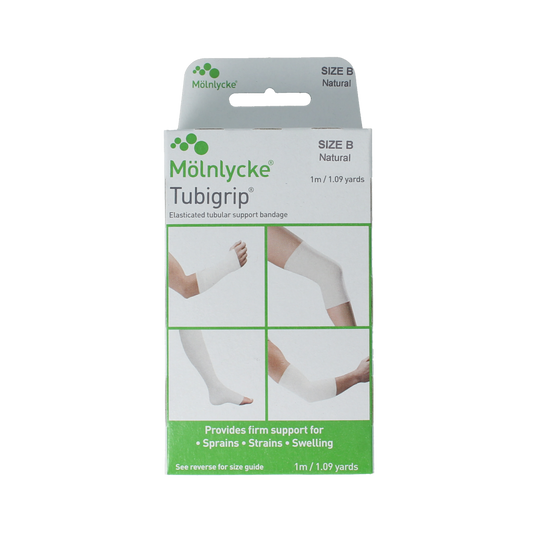 Tubigrip elastic tubular bandage in white, 1520mm length, for compression and support, shown in the image.