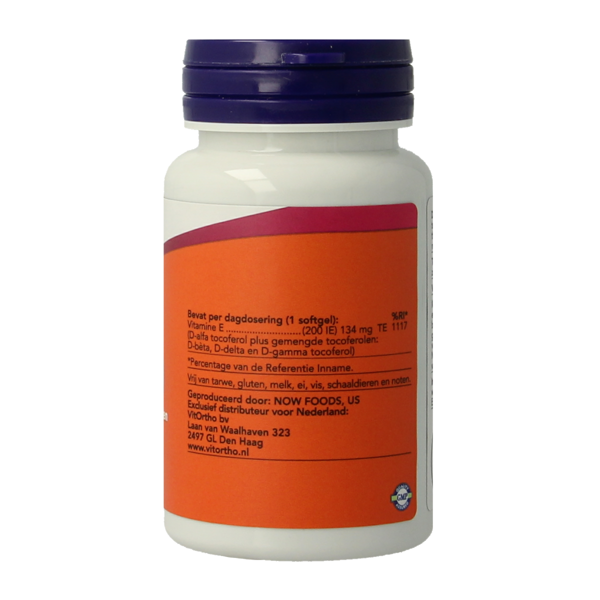 NOW Vitamin E-200 softgels with natural mixed tocopherols, supplement in a clear softgel capsule for skin and antioxidant health.