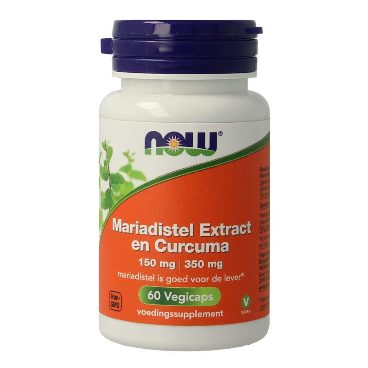 NOW Mariadistel en curcuma kruidenpreparaat in vegetarische capsules, herbal supplement with milk thistle and turmeric.