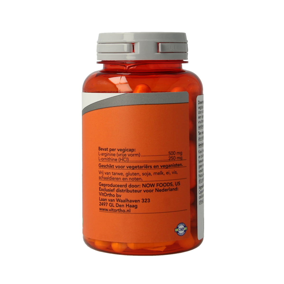 NOW Arginine and Ornithine amino acid capsules, vegetarian supplement, 500mg and 250mg per capsule, 100 count.