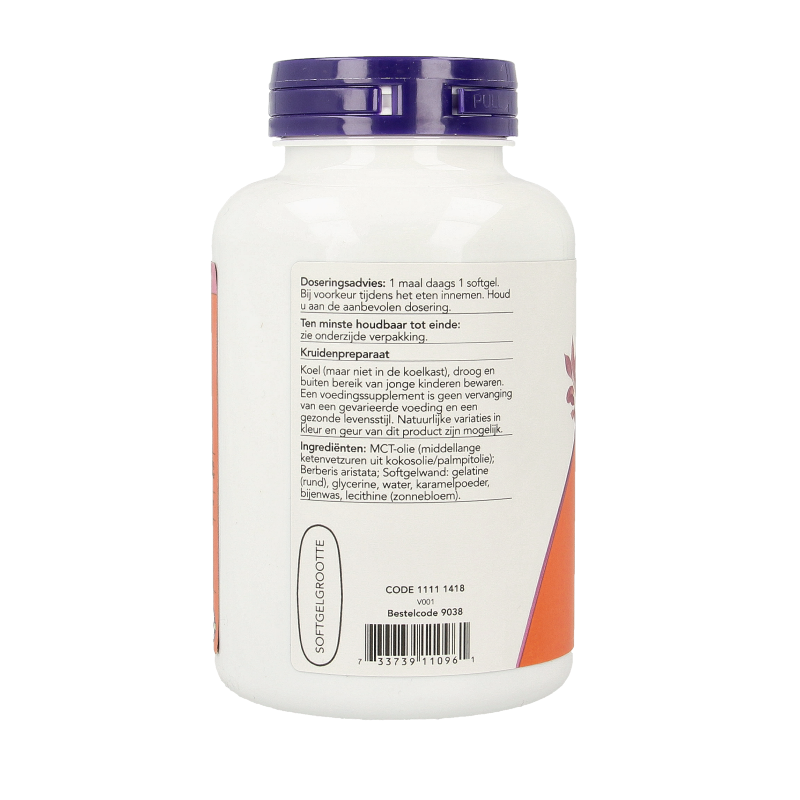 NOW Berberine 400mg softgels for herbal supplement, showing 90 softgel capsules in a container.