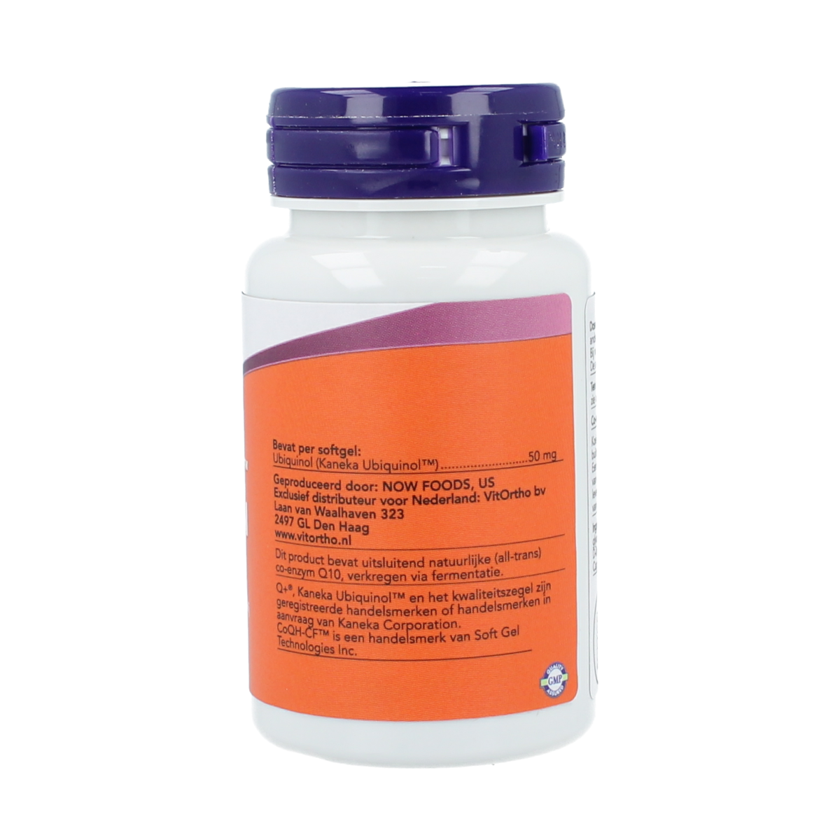 NOW Co-Q10 Ubiquinol 50mg softgels, supplement bottle with 60 capsules, showing the product label and softgel capsules.