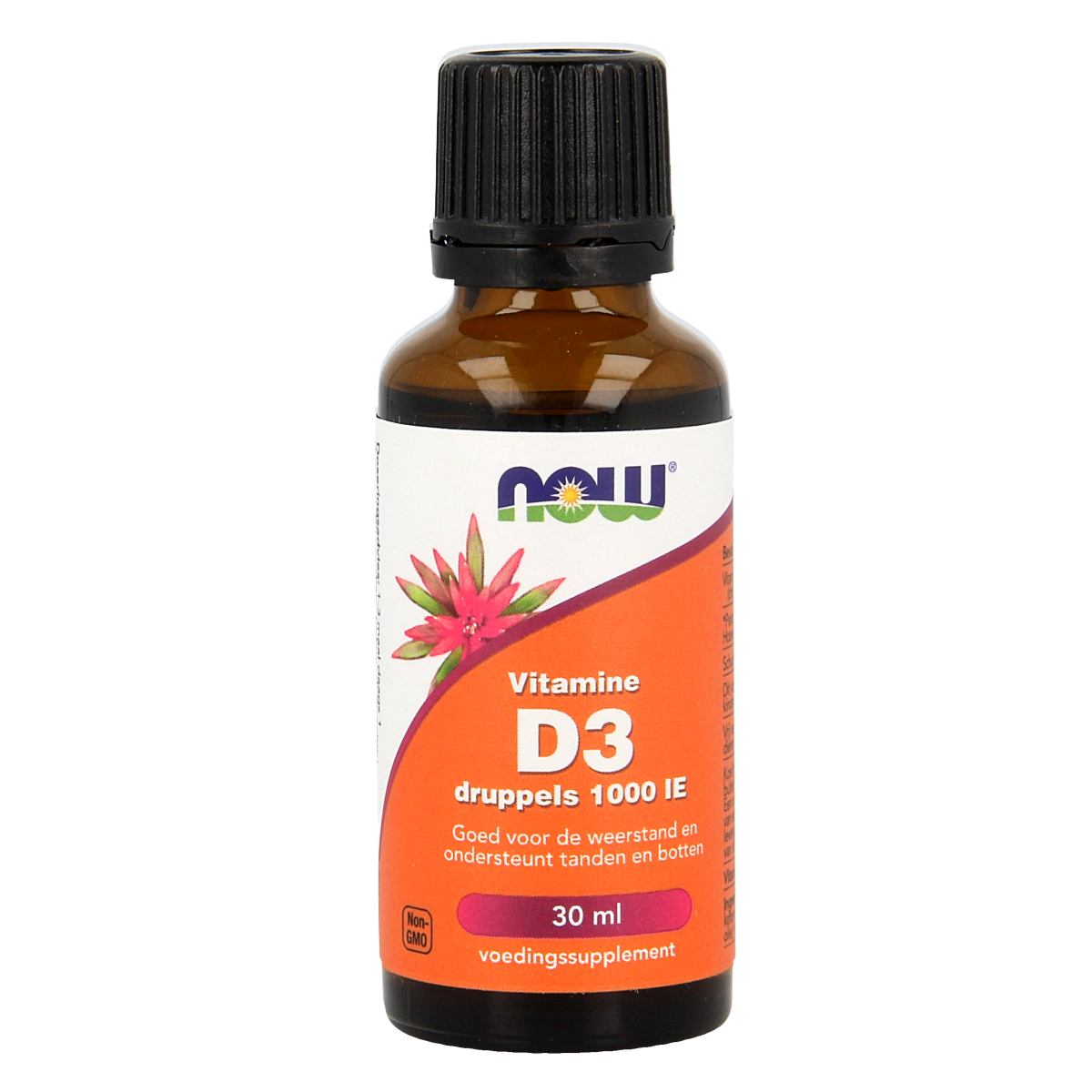 NOW Vitamin D3 drops 1000 IU in a 30ml bottle, natural supplement for bone health and immune support.
