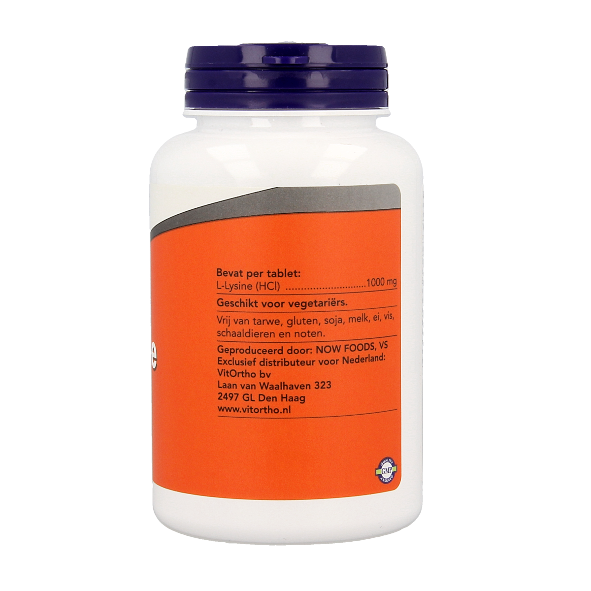 NOW L-Lysine 1000mg amino acid tablets, 100-count bottle, showing the supplement tablets and label.