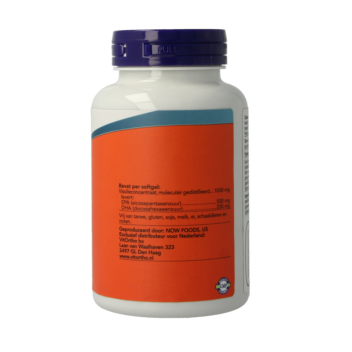 NOW Omega 3 softgels with 500mg EPA and 250mg DHA, Vetzuren supplement in a bottle of 90 softgel capsules.