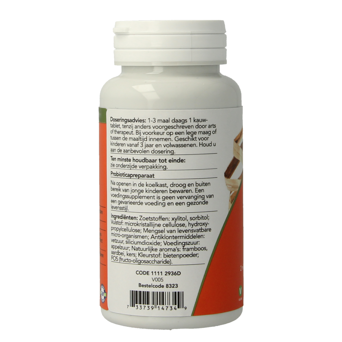 NOW Berry Dophilus™ Kids probiotic micro-organisms in chewable tablets for children, featuring a colorful berry flavor.