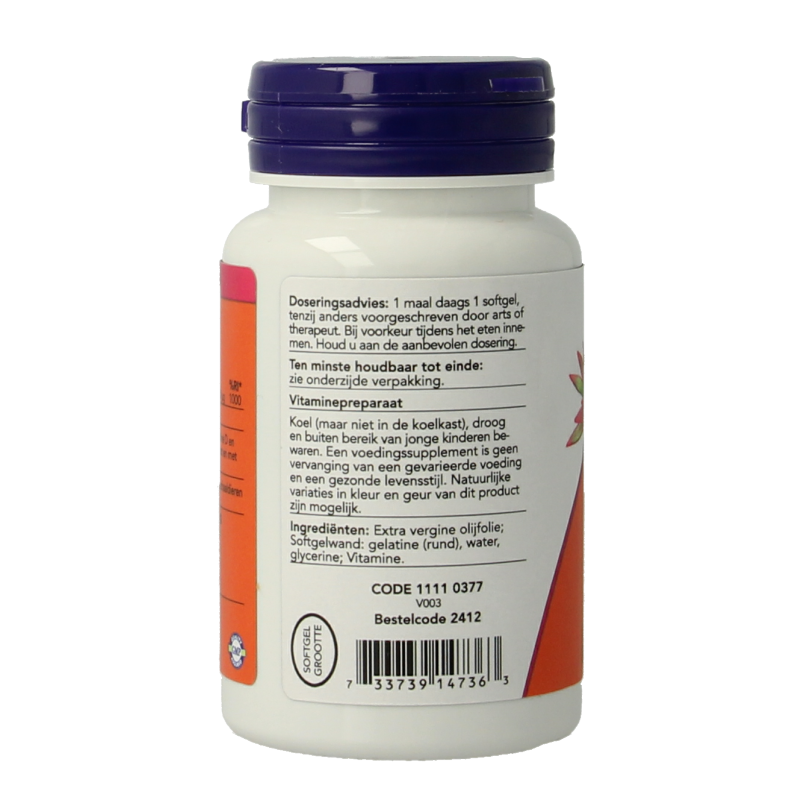 NOW Vitamine D3 2000IU softgels, dietary supplement with 240 softgel capsules, showing the amber bottles and softgel capsules.