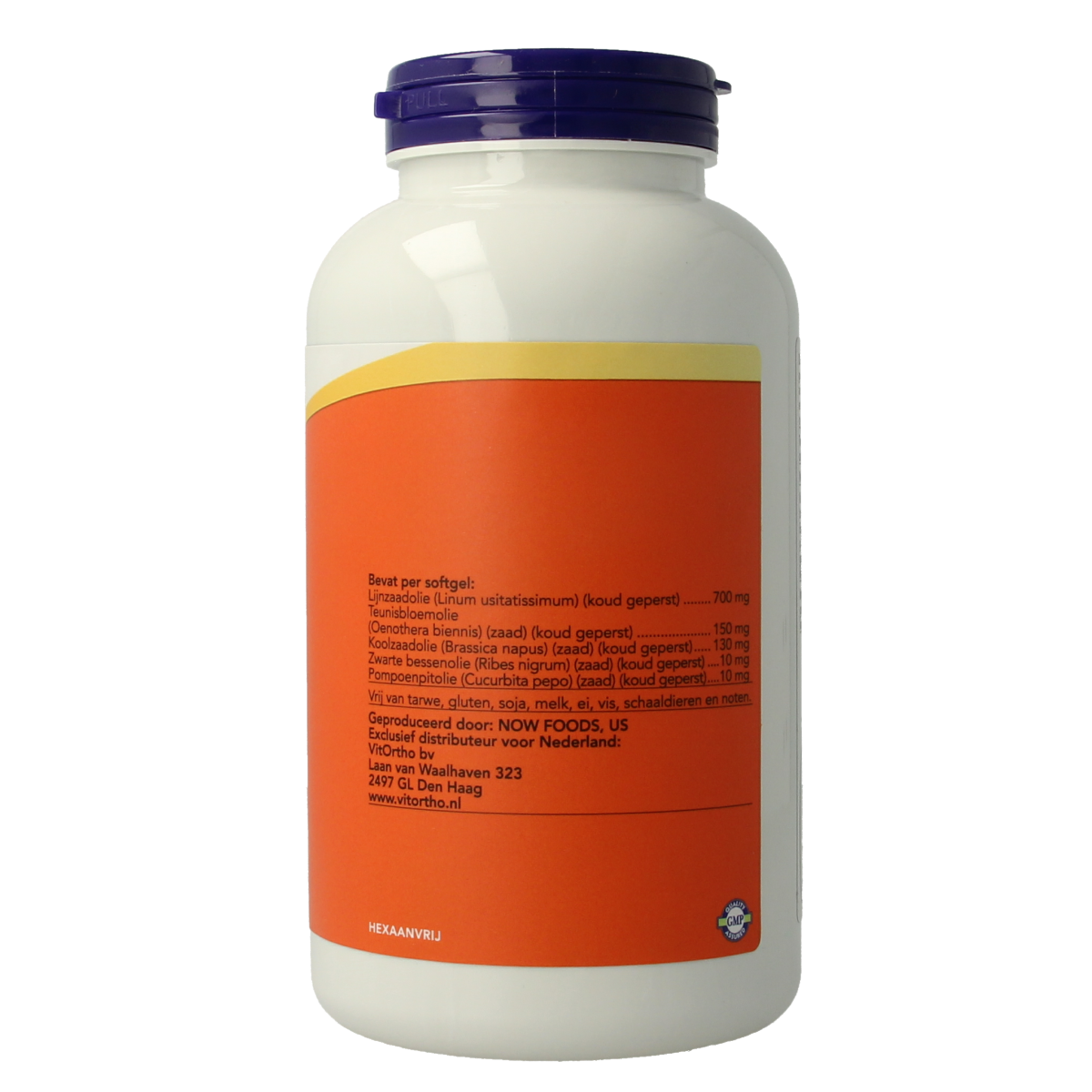 NOW Omega 3-6-9 1000mg softgels, Vetzuren supplement with transparent bottle showing yellow softgel capsules inside.