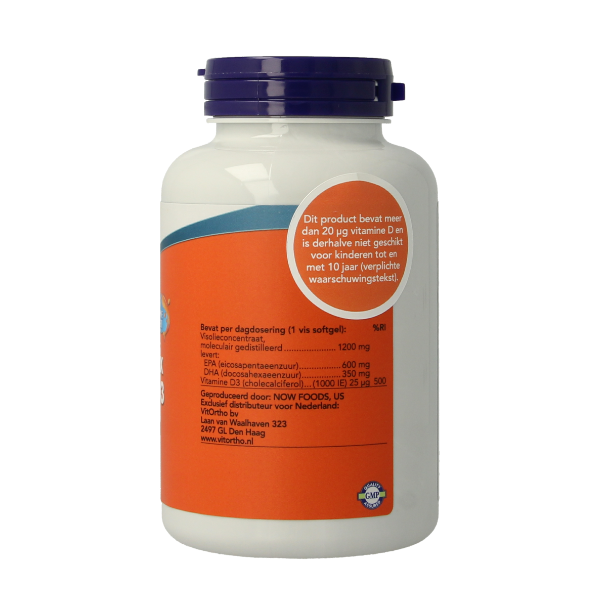 NOW Omega 3 Max softgels with D3, EPA, and DHA, showing a bottle of 90 softgel capsules for heart and joint support.