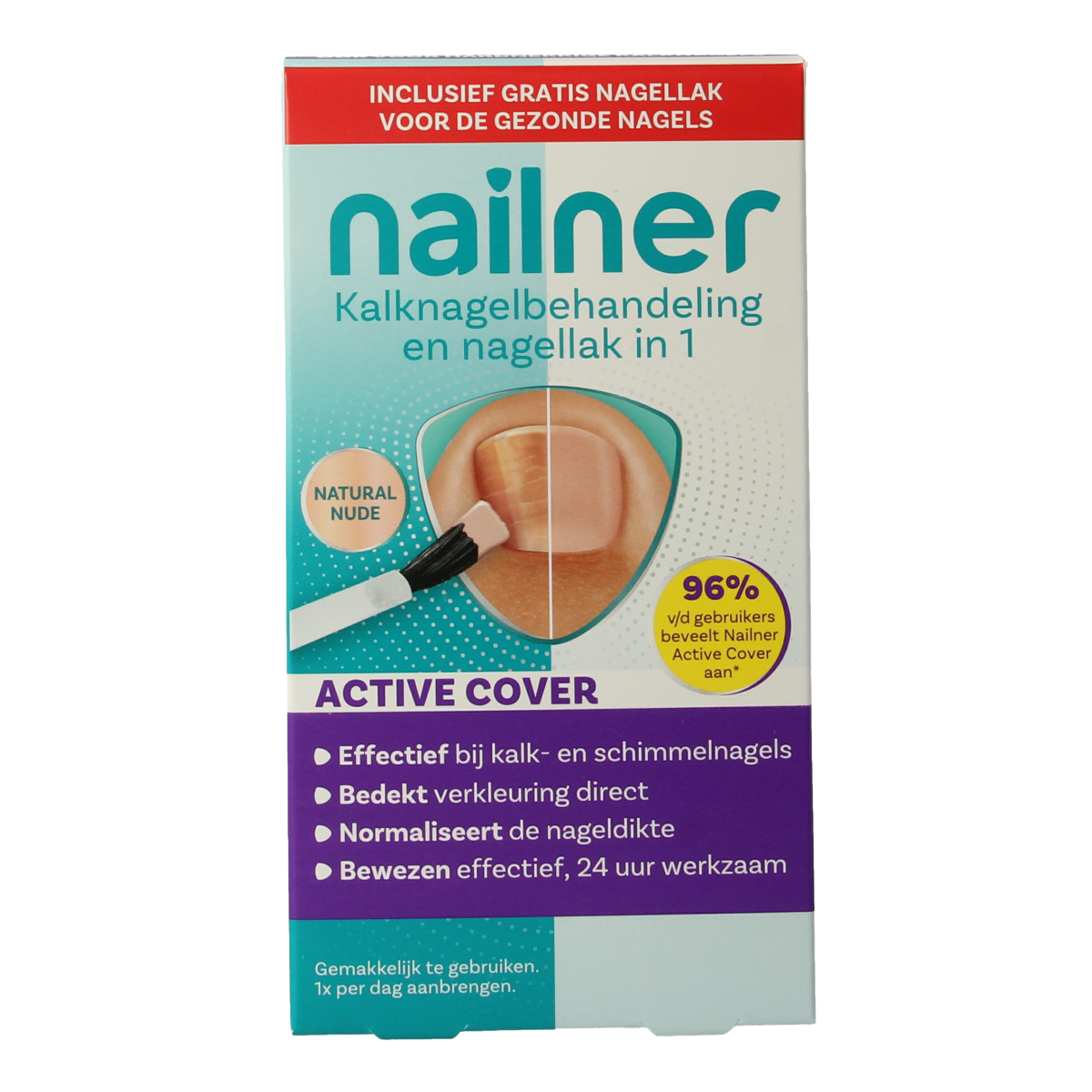 Nailner Active cover hand care product in a white bottle, designed for nail and skin protection.