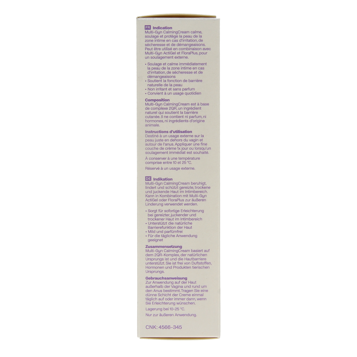 Multi GYN Calming cream in 50g jar, soothing body care product for gentle skin relief, branded as Multi GYN.