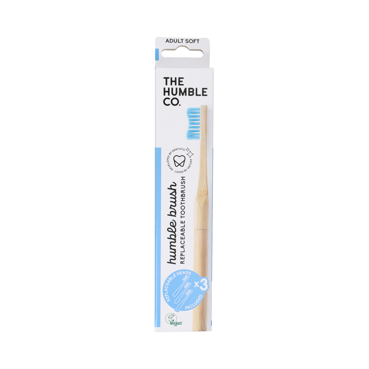 The Humble Co Tandenborstel Bamboe + 3 Borstelkop  blauw 1.00 Stuks